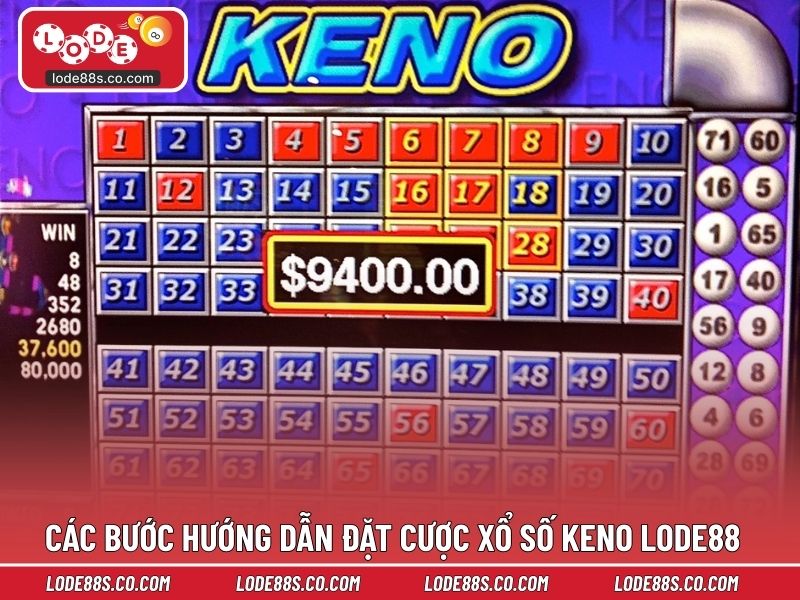 Các bước hướng dẫn đặt cược xổ số keno LODE88